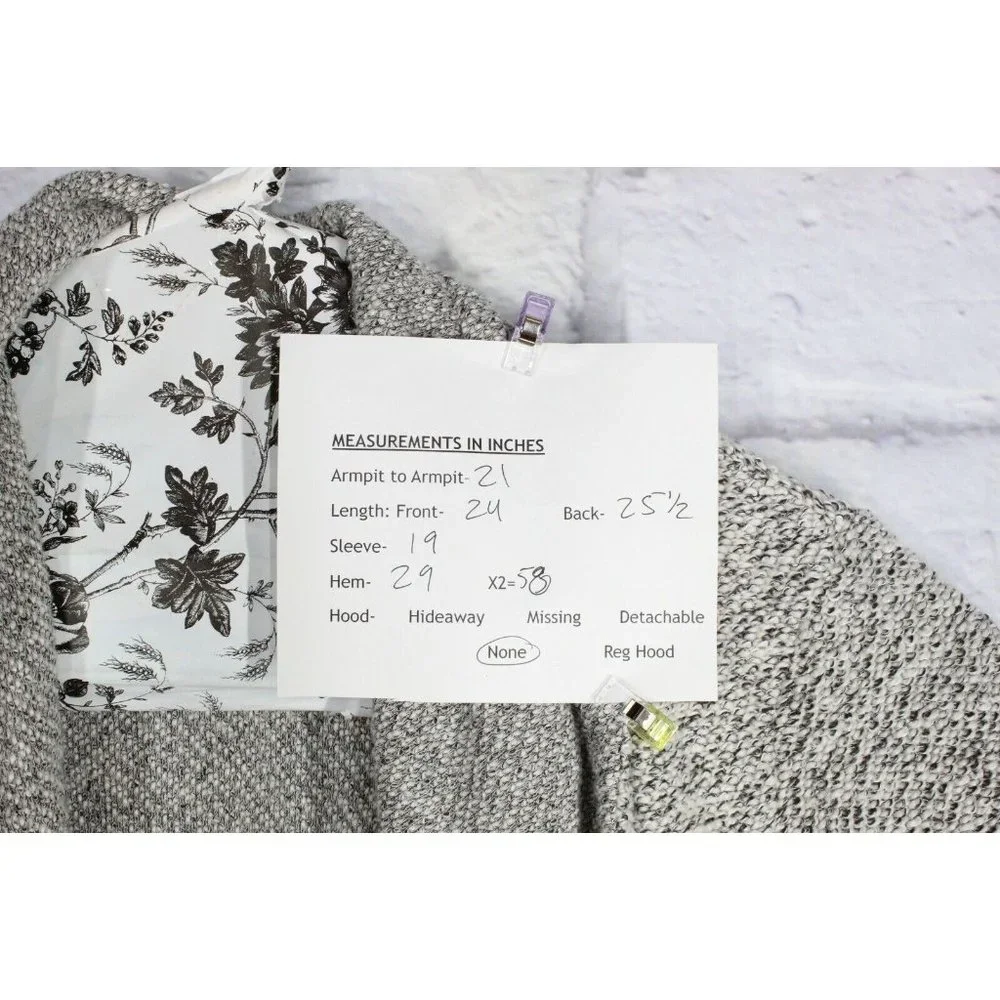 BNCI Blanc Noir White Gray Open Front Shawl Collar Cardigan Sweater XL - Picture 8 of 8